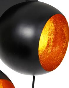 Viseća lampa crna sa zlatnom unutrašnjošću 7 svjetala - Crooked Cluster