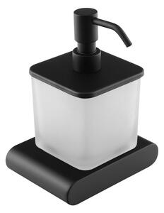 Mat crni stakleni zidni dozator sapuna 300 ml Flori – Sapho
