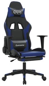 VidaXL Masažna igraća stolica s osloncem crno-plava od umjetne kože