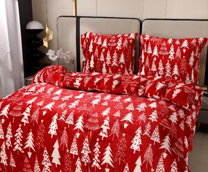 Posteljina od mikropliša CHRISTMAS TREES crvena Dimenzije posteljine: 2 ks 70 x 90 cm | 200 x 220 cm