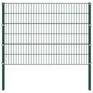 VidaXL Panel za ogradu sa stupovima željezni 1,7 m zeleni