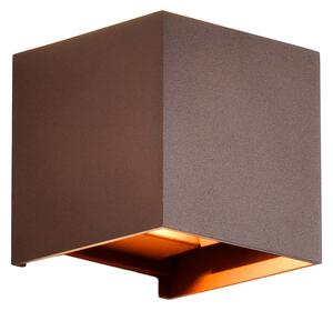 Mantra Iluminación Davos LED vanjska zidna svjetiljka, corten, četvrtasta, prigušiva aluminij,, Smeđa / hrđa, Aluminij, Zidna utičnica iznad/dolje