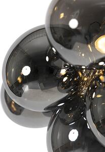 Dizajn stropne svjetiljke crne boje s dimnim staklom 4-svjetla - Uvas