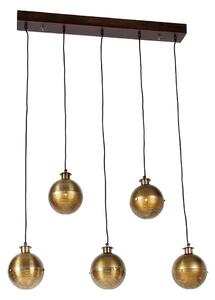 Industrijska viseća svjetiljka od bronce s drvenim 5 svjetala - Haicha