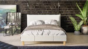Krem tapecirani bračni krevet s letvičastim okvirom 140x200 cm Tina - Ropez