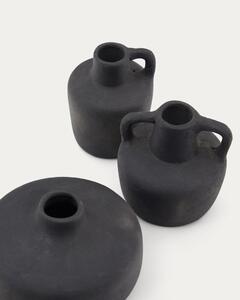 Crne vaze u setu 3 kom od terakote (visina 6 cm) Sofra – Kave Home