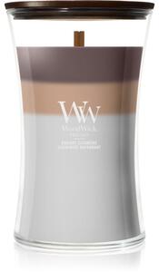 Woodwick Trilogy Radiant Cashmere mirisna svijeća s drvenim fitiljem 610 g