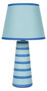 KERAMIČNA STOLNA LAMPA/E14/MAX 35W/CONE/SVJETLOPLAVA S PLAVIM LINIJAMA VK/1302S/B