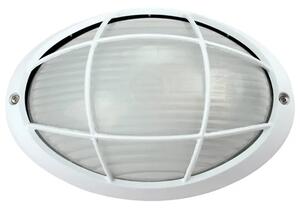 OVALNA VANJSKA ZIDNA LAMPA S PREGRADOM I MREŽOM BIJELA MAX 60W VK/01009/W
