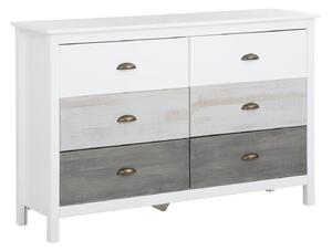 Komoda Denton 356, Bijela, Svijetlo siva, Tamno sivo, 80x125x35cm