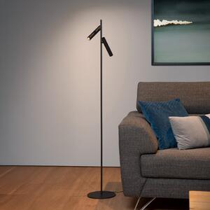 Lucide PHILON LED podna lampa, crna, s dvije svjetiljke, visina 140 cm, metal, prigušiva, Crno, Dnevni boravak/blagovaonica, Aluminij