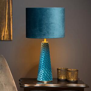 Lucide Stolna lampa EXTRAVAGANZA VELVET, tirkizna, visina 47 cm, tkanina, Plava, Dnevni boravak/blagovaonica, Tkanina / tekstil