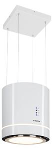 Klarstein Tron Ambience, otočna kuhinjska napa, Ø 38 cm, recirkulacija 540 m³/h, LED, bijela