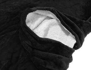 Baršunasta deka s rukavima i kapuljačom VELVET SNUGGIE crna