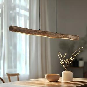 Lindby Nekala LED viseća svjetiljka, crna i drvo, duljina 120 cm, prigušiva, Drvo, Dnevni boravak/blagovaonica, Drvo