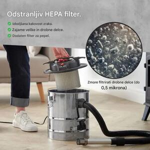 VonHaus Usisavač za hladan pepeo 15 L, 1000 W – Filter za fini pepeo, aluminijsko crijevo (3000216)