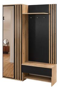 Set za hodnik Honolulu 161, Wotan hrast, Crna, 200x140x40cm