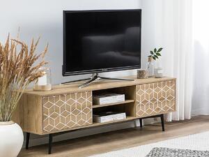 TV stol Berwyn 131, Bijela, Svijetlo drvo, 50x160x40cm