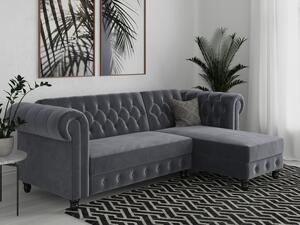 Chesterfield kutna garnitura Tulsa 622, Siva, 83x241x154cm