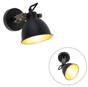 Industrijska zidna svjetiljka crna sa zlatom podesiva - Liko