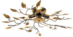 Vintage plafondlamp zwart met goud 50 cm 3-lichts - Foglie