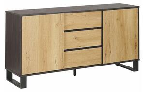 Komoda Berwyn 437, Crna, Svijetlo drvo, 76x131x39cm