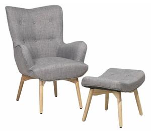 Fotelja Berwyn 450, Svijetlo siva, Svijetlo drvo, S torbicom, 100x81x78cm, Kaučuk