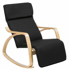 Stolica za ljuljanje Berwyn 463, Svijetlo drvo, Crna, 96x68x82cm, Breza