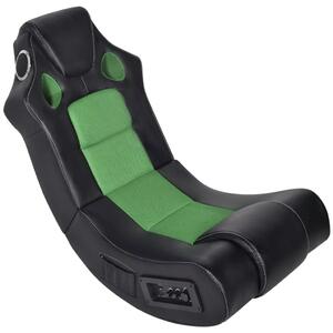 VidaXL Stolica za ljuljanje s glazbom crno-zelena od umjetne kože