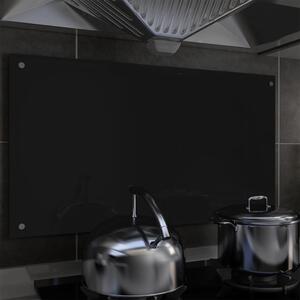 VidaXL Kuhinjska zaštita od prskanja crna 90 x 50 cm kaljeno staklo