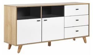 Komoda Berwyn 595, Bijela, Svijetlo drvo, 76x155x40cm