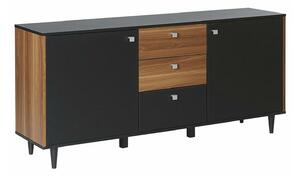 Komoda Berwyn 661, Tamno drvo, Crna, 74x160x40cm