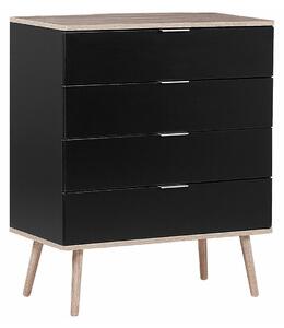 Komoda Berwyn 781, Svijetlo drvo, Crna, 93x79x40cm, Bor