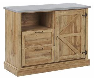 Komoda Berwyn 818, Svijetlo drvo, Siva, 79x101x40cm
