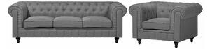Chesterfield tapecirani namještaj Cirdoro 111, Siva, Eukaliptus