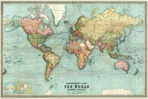 Poster Map Bartholomew's Chart of the World