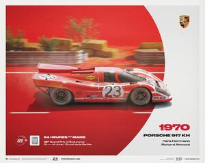 Umjetnički tisak Porsche 917 KH - 1970 100th Anniversary - 24h Le Mans Poster