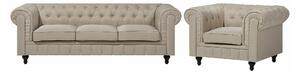 Chesterfield tapecirani namještaj Cirdoro 111, Beige, Eukaliptus