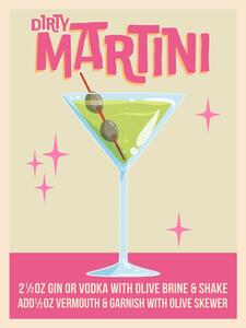 Ilustracija Dirty Martini Cocktail, WallChart Art Studio