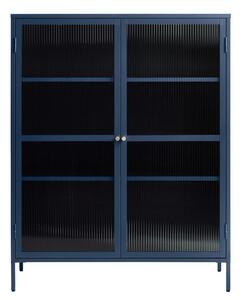 Plava metalna vitrina Unique Furniture Bronco, visina 140 cm