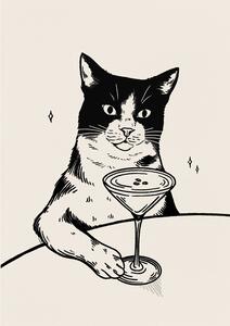 Ilustracija Cat with Martini, Tara Royle