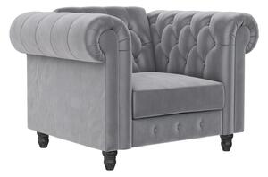 Chesterfield fotelja Tulsa 630, Svijetlo siva, 83x111x87cm