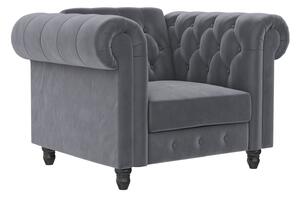 Chesterfield fotelja Tulsa 630, Siva, 83x111x87cm