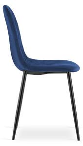 Plava stolica od baršuna ASTI s crnim nogama