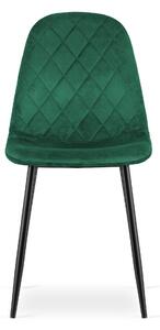 Zelena stolica od baršuna ASTI s crnim nogama
