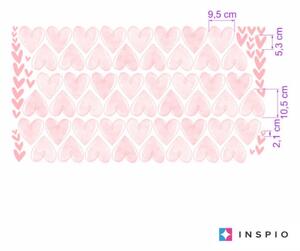 Ružičasta srca - tekstilne samoljepljive zidne naljepnice
