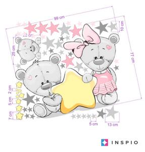 Zidna naljepnica medvjedića sa zvjezdicama u ružičastoj boji