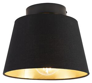 Stropna svjetiljka s pamučnom sjenilom crna sa zlatnom 20 cm - kombinirana crna