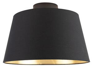 Stropna svjetiljka s pamučnom nijansom crna sa zlatnom 32 cm - kombinirana crna