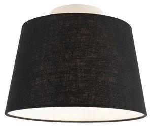 Stropna svjetiljka s lanenom sjenilom crna 25 cm - kombinirana bijela